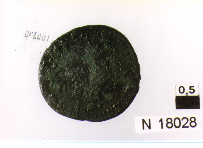 R/ testa di Mercurio a destra; V/ prua a destra, sotto due globetti (moneta, sestante) (sec. III a.C)