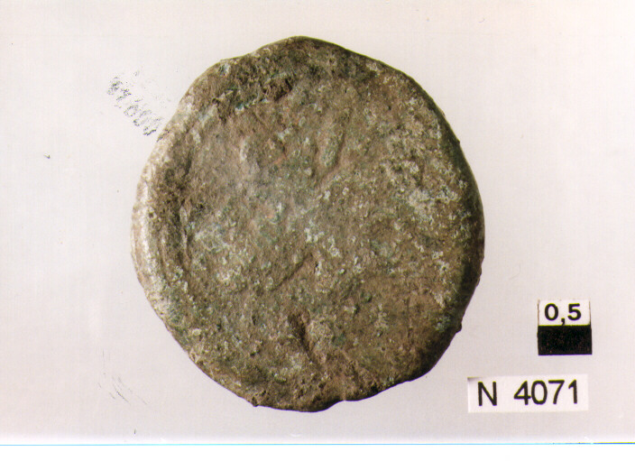 R/ effige di Giano bifronte, in alto segno del valore; V/ prua a destra, davanti segno del valore (moneta, asse) (sec. III a.C)