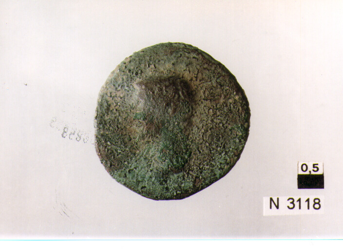 R/ testa nuda a sinistra; V/ iscrizione nel campo (moneta, asse) (sec. I d.C)