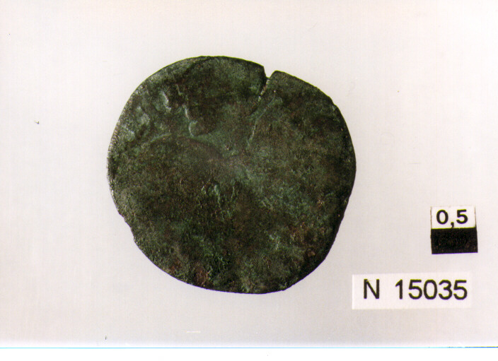 R/ busto con corazza volto a sinistra; V/ illeggibile (moneta, grano) (sec. XVII d.C)