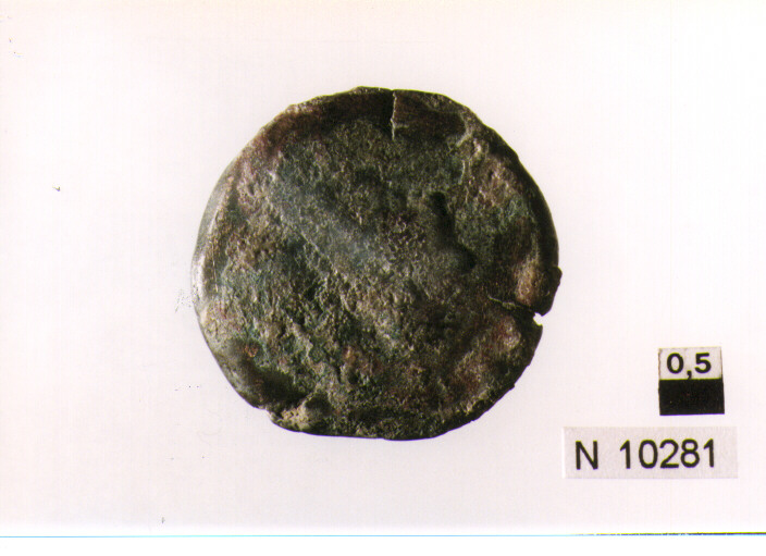 R/ testa di Giove a destra; V/ prua a destra, davanti segno del valore, sopra iscrizione (moneta, semisse) (sec. II a.C)