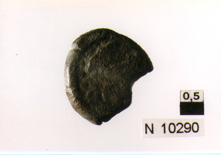 R/ testa di Ercole a destra, dietro tre globetti; V/ prua a destra (moneta, quadrante) (sec. III a.C)