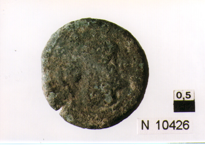 R/ testa di Minerva a destra, sopra quattro globetti; V/ prua a destra sotto quattro globetti (moneta, triente) (sec. III a.C)