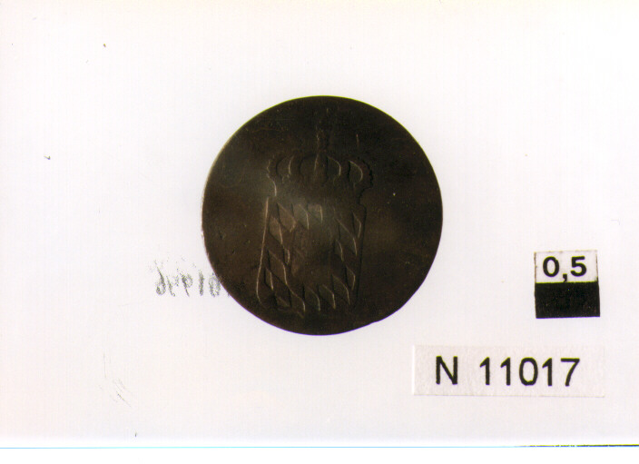 R/ stemma regale; V/ iscrizione nel campo (moneta, 1 pfenning) (sec. XIX d.C)