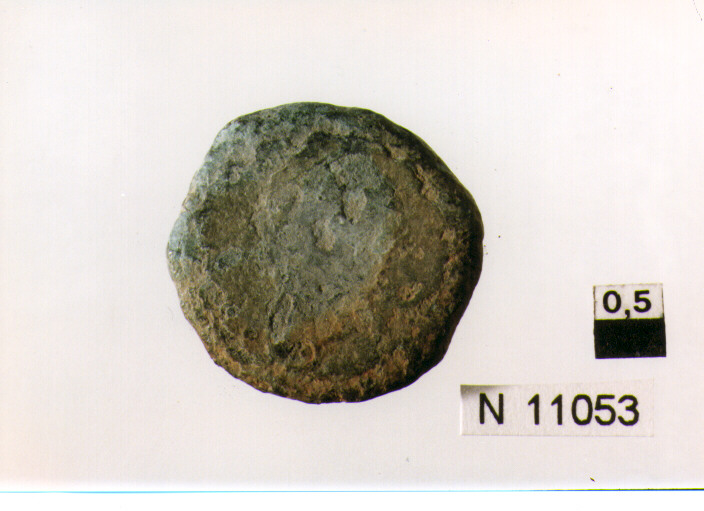 R/ testa di Mercurio a destra; V/ illeggibile (moneta, sestante) (sec. III a.C)
