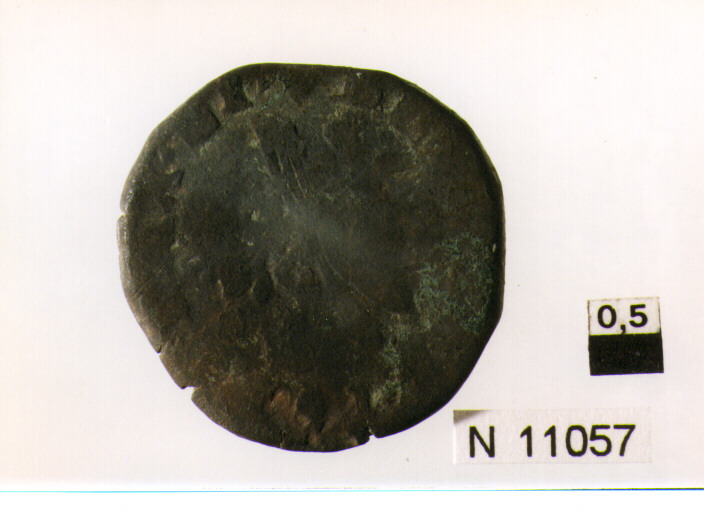 R/ scudo coronato contenente fascia inscritta; V/ tre spighe legate ad unramoscello d'olivo (moneta, tre tormesi) (sec. XVII d.C)