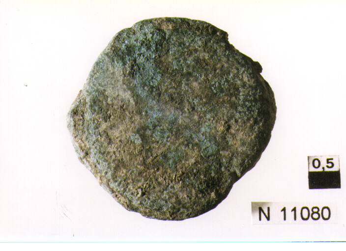 R/ illeggibile; V/ prua a destra (moneta, asse) (secc. III/ I a.C)