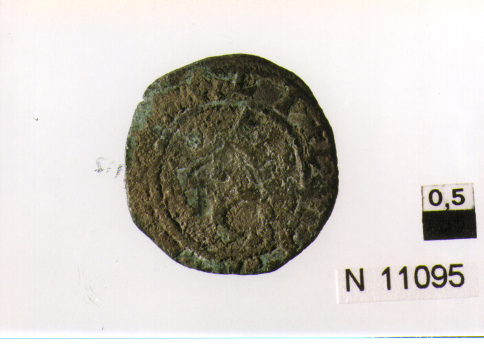 R/ nel campo lettere sormontate da corona; V/ croce potenziatae (moneta, grano) (sec. XVI d.C)