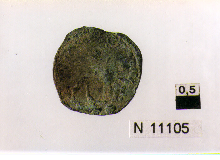 R/ testa radiata a destra; V/ cavallo su asticella, gradiente a destra con la zampa destra sollevata (moneta, cavallo) (sec. XV d.C)