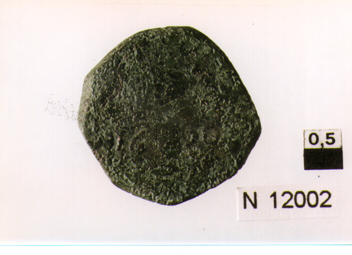 R/ cornucopia; V/ non id (moneta, tre cavalli) (sec. XVII d.C)