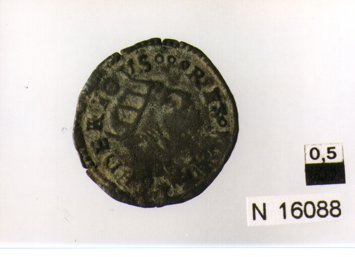 R/ testa a destra coronata; V/ illeggibile (moneta, cavallo) (secc. XV/ XVI d.C)
