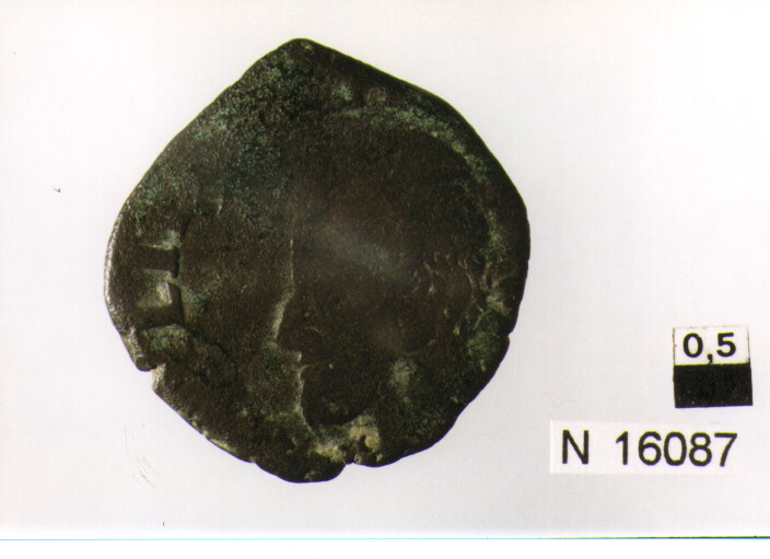 R/ testa volta a sinistra; V/ stemma coronato (moneta, grano) (sec. XVII d.C)