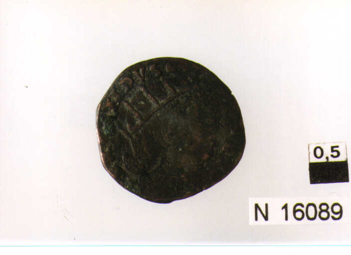 R/ busto con testa radiata a destra; V/ cavallo gradiente (moneta, cavallo) (sec. XV d.C)