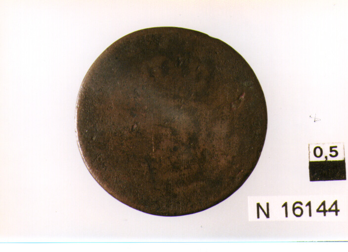 R/ stemma partito e coronato; V/ iscrizione nel campo (moneta, tre quattrini) (sec. XIX d.C)