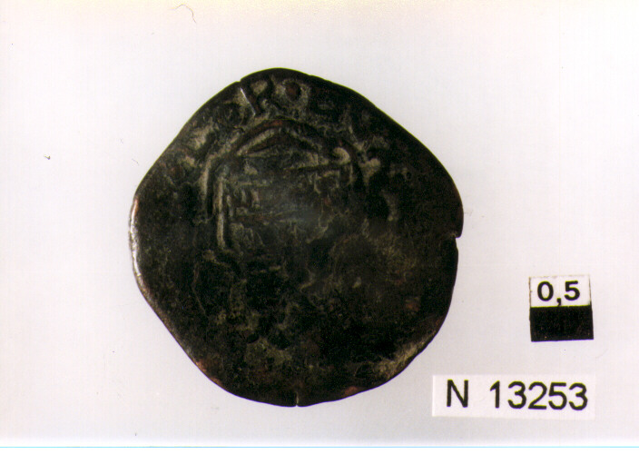 R/ scudo coronato contenente una fascia iscritta; V/ canestro ricolmo di frutta e spighe (moneta, grano (due tormesi)) (sec. XVII d.C)