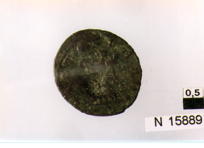 R/ busto corazzato e diademato di imperatore Aureliano a destra; V/ vittoria con corona e ramo di palma avanza verso sinistra (moneta, antoniniano) (sec. III d.C)