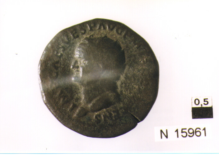 R/ testa radiata di Vespasiano a sinistra; V/ Felicitas stante a sinistracon cornucopia (moneta, dupondio) (sec. I d.C)