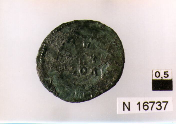 R/ testa radiata di Claudio a destra; V/ illeggibile (moneta, antoniniano) (sec. III d.C)