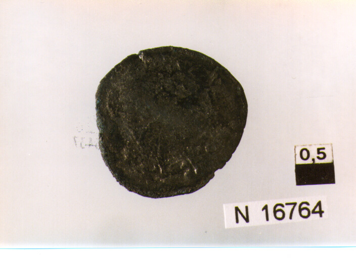 R/ testa radiata di Gallieno a destra; V/ Abundantia stante a sinistra che vuota la cornucopia (moneta, antoniniano) (sec. III d.C)