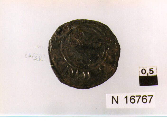 R/ illeggible; V/ cavallo gradiente a destra (moneta, cavallo) (sec. XV d.C)