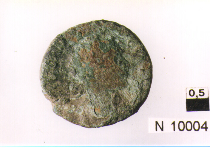 R/ busto radiato di Diocleziano a destra; V/ Giove stante a sinistra con scettro e fulmine (moneta, antoniniano) (secc. III/ IV d.C)