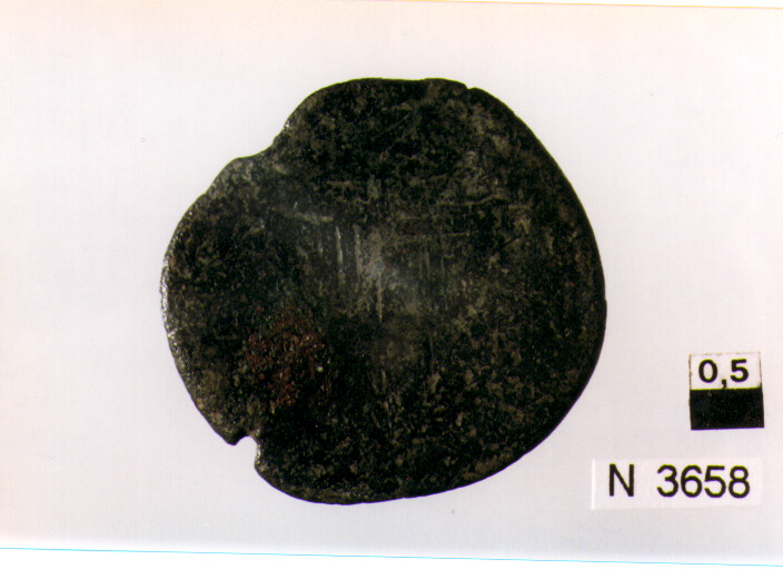 R/ stemma appena visibile; V/ illeggibile (moneta, grano) (secc. XVI/ XVII d.C)