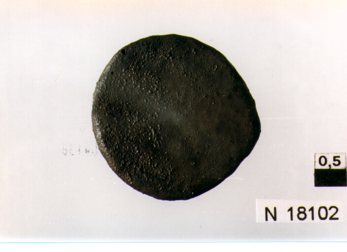 R/ testa elmata di Roma a sinistra; V/ illeggibile (oncia) (sec. III a.C)