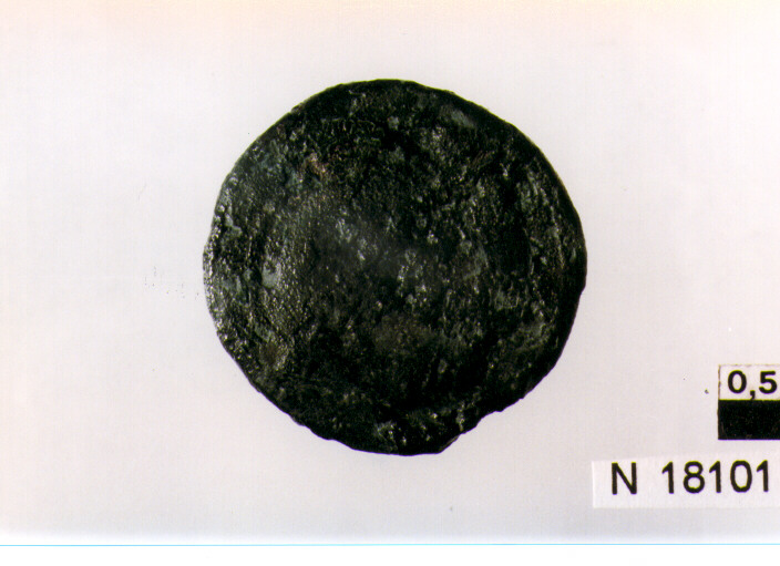 R/ testa elmata di Roma dietro un globetto a sinistra; V/ prua a destra sotto un globetto (oncia) (sec. III a.C)