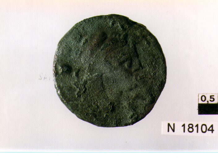 R/ testa di Ercole a destra, dietro tre globetti; V/ prua a destra, sottotre globetti (moneta, quadrante) (sec. III a.C)