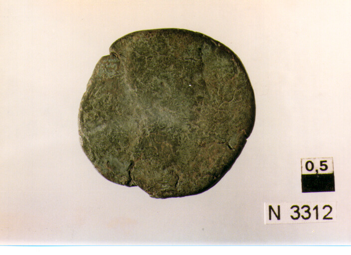 R/ testa di Augusto a destra; V/ illeggibile (moneta, asse) (sec. I a.C)