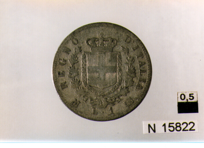 R/ testa a destra; V/ stemma coronato (moneta, una lira) (sec. XIX d.C)