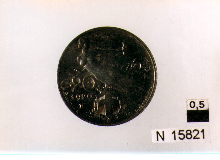 R/ testa a sinistra; V/ vittoria in volo verso sinistra (moneta, venti centesimi) (sec. XIX d.C)