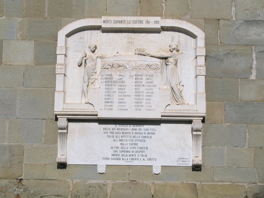 lapide commemorativa ai caduti, elemento d'insieme - ambito toscano (prima metà sec. XX)