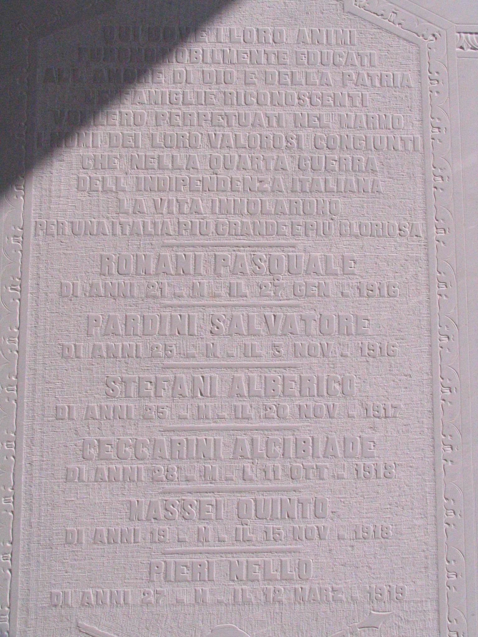 lapide commemorativa ai caduti - ambito toscano (primo quarto sec. XX)