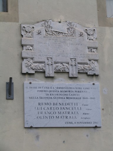 lapide commemorativa ai caduti di A. Petri (primo quarto sec. XX)