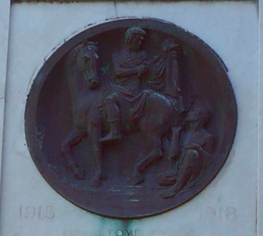 La carità di San Martino (monumento ai caduti - a lapide) di Scapecchi Gaetano (Sec. XX)