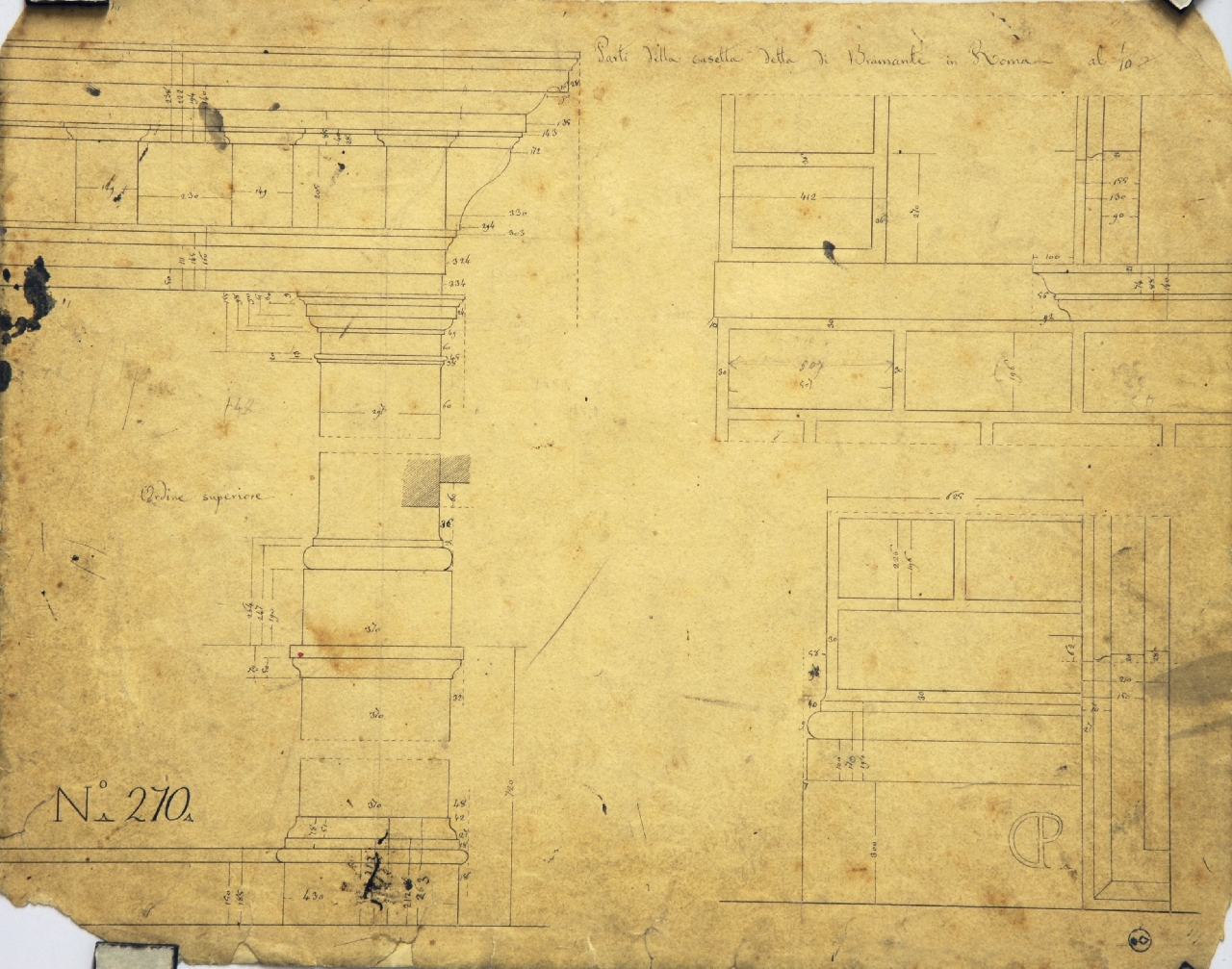 Dettagli costruttivi di palazzo Turci (disegno architettonico) di Promis Carlo (secondo quarto sec. XIX)