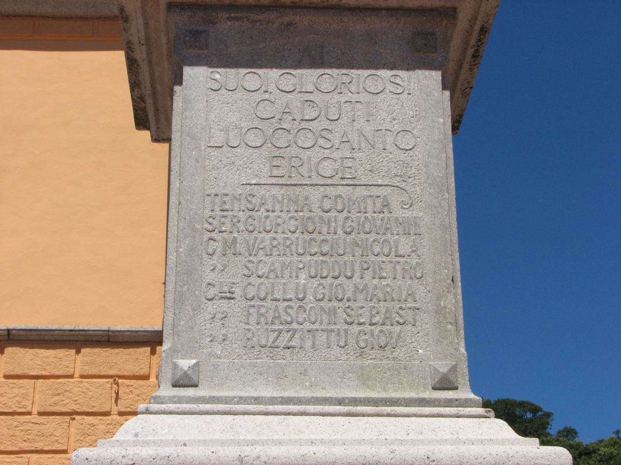 monumento ai caduti - ad obelisco - bottega sarda (sec. XX)