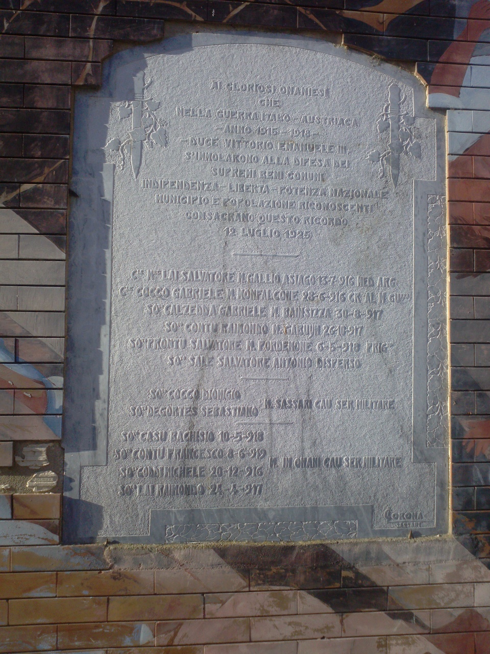 Lapide commemorativa ai caduti