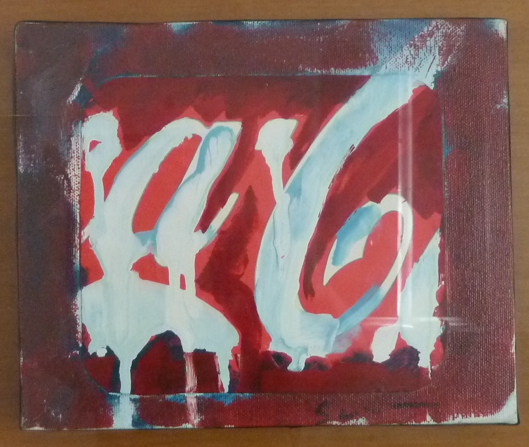 Coca Cola, marchio pubblicitario della bibita Coca Cola (dipinto, opera isolata) di Schifano Mario (terzo quarto Sec.XX)