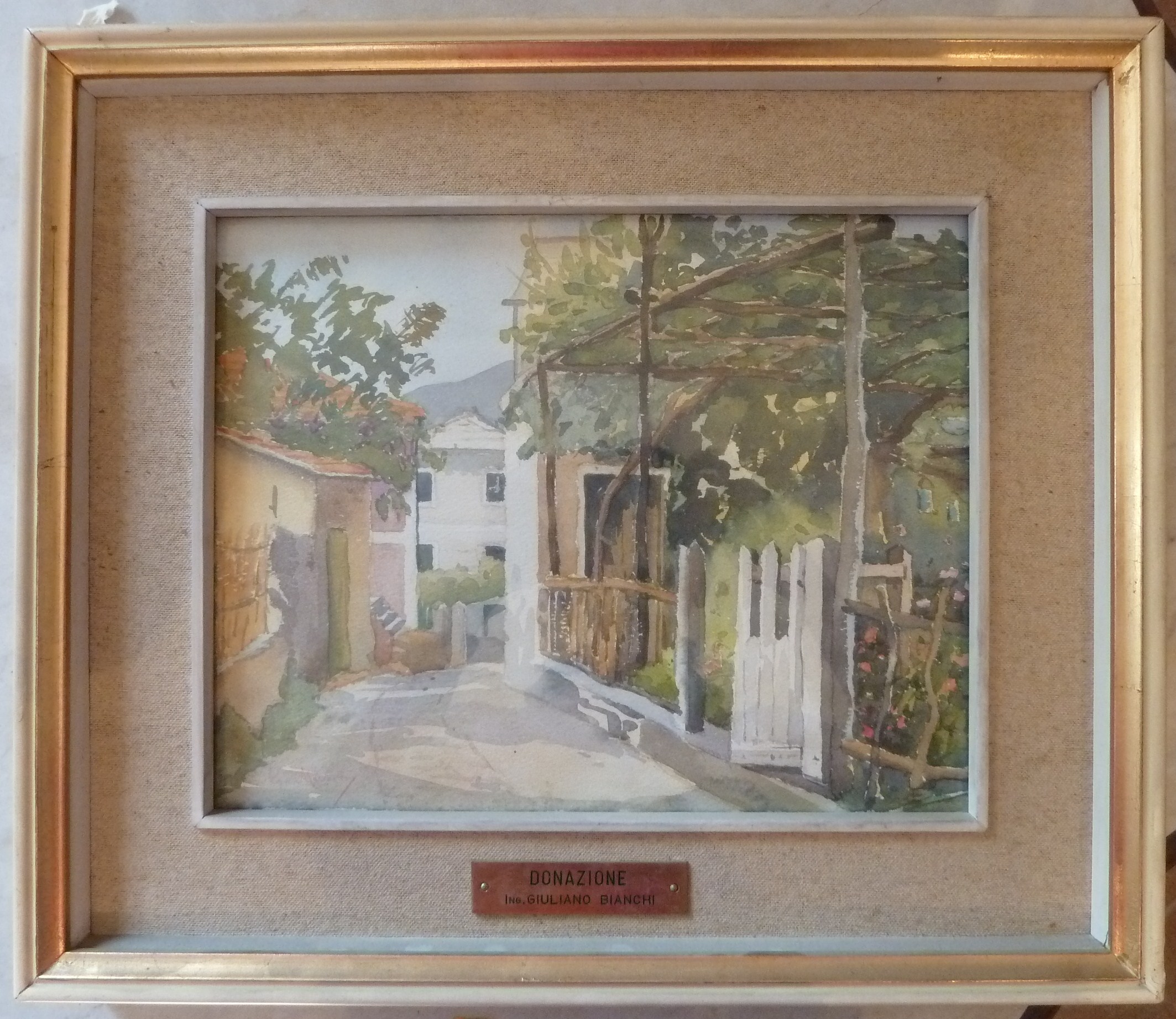 paesaggio con vicolo di paese (disegno, opera isolata) di Massa Gai (terzo quarto Sec. XX)