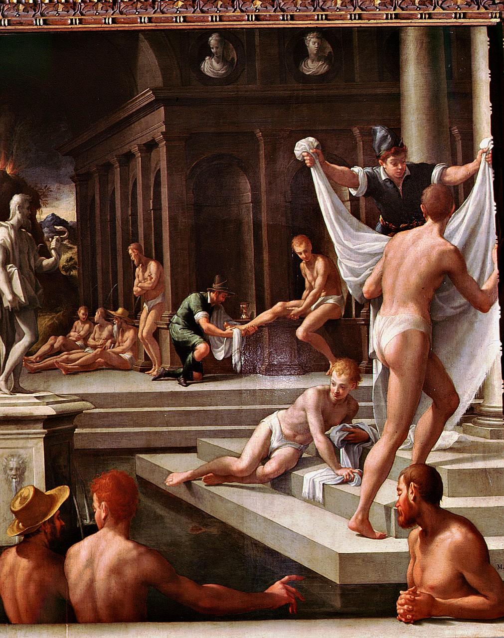 Terme di Pozzuoli, bagnanti (dipinto) di Macchietti Girolamo detto Girolamo del Crocefissaio (sec. XVI)