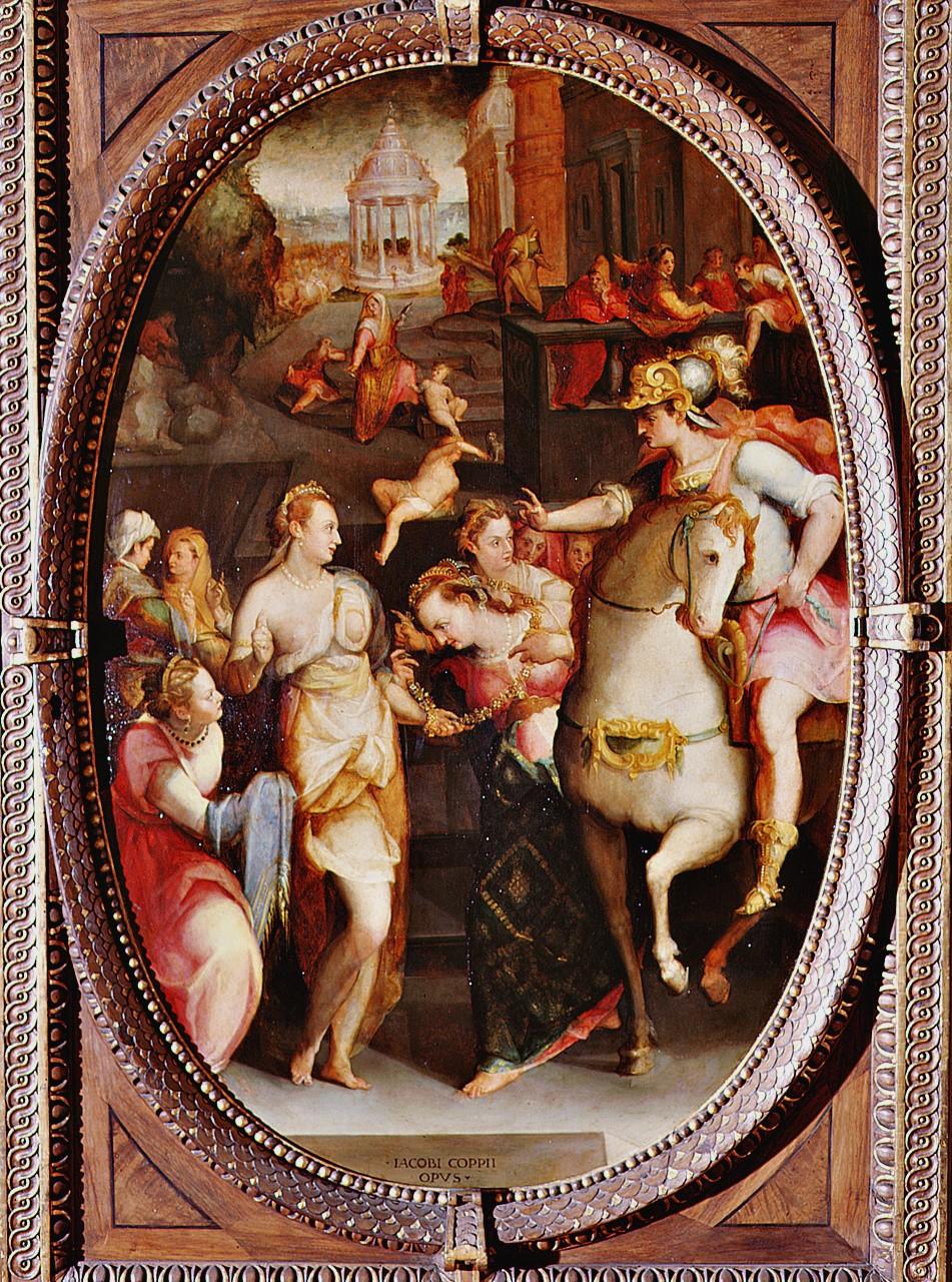 Alessandro Magno riceve l'omaggio della famiglia di Dario (dipinto) di Coppi Jacopo detto Jacopo del Meglio (sec. XVI)