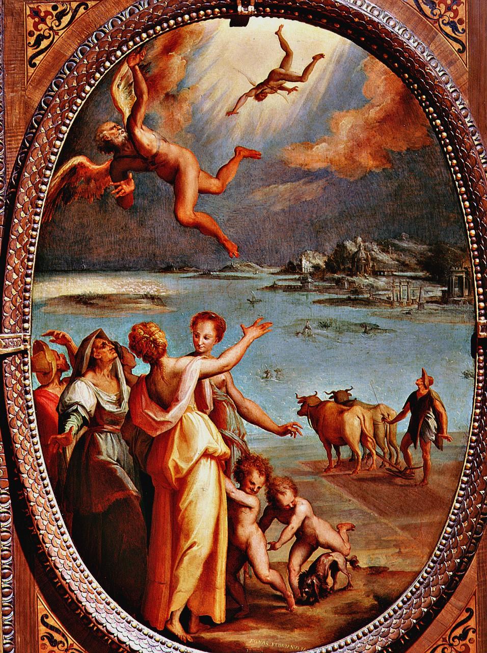 caduta di Icaro (dipinto) di Manzuoli Tommaso detto Maso da San Friano (sec. XVI)