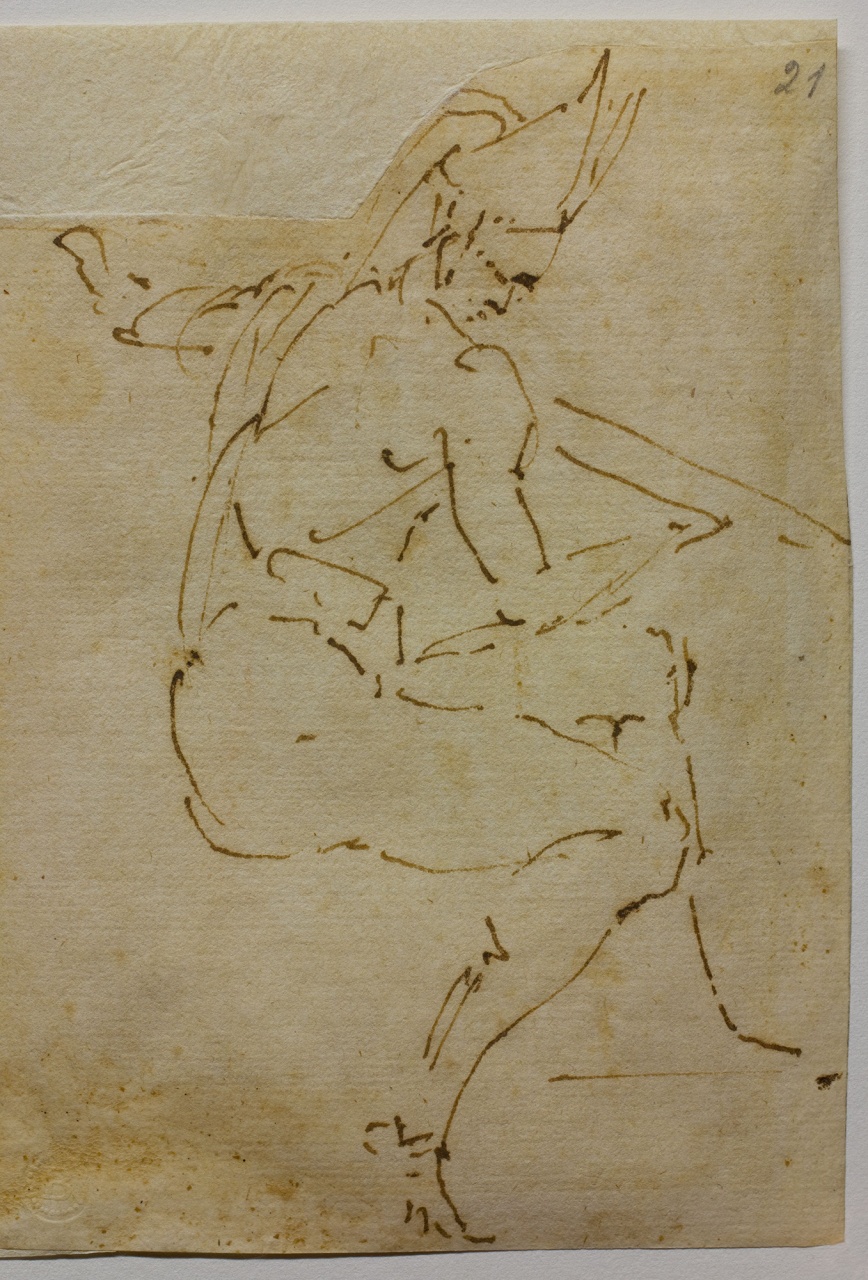 studio di figura seduta per un papa (disegno) di Buonarroti Michelangelo (sec. XVI)