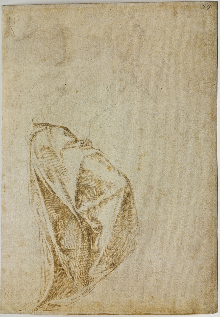figura femminile panneggiata (disegno) di Buonarroti Michelangelo (attribuito) (sec. XVI)