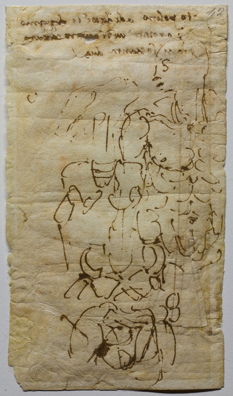 studi di figura/ schizzo non identificato (disegno) di Buonarroti Michelangelo (attribuito) (sec. XVI)
