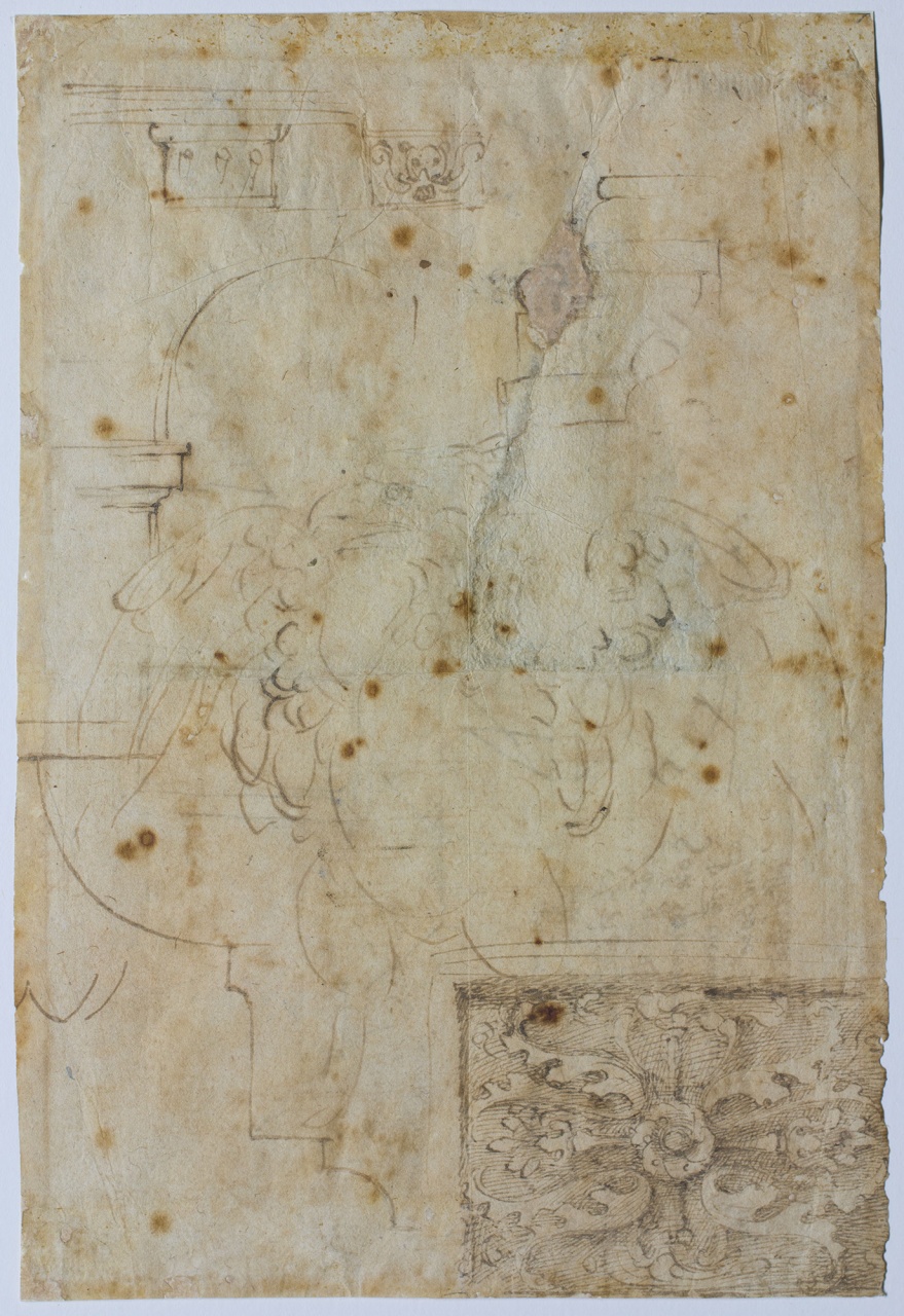 studi di elementi architettonici e ornamentali (disegno) di Buonarroti Michelangelo (sec. XVI)