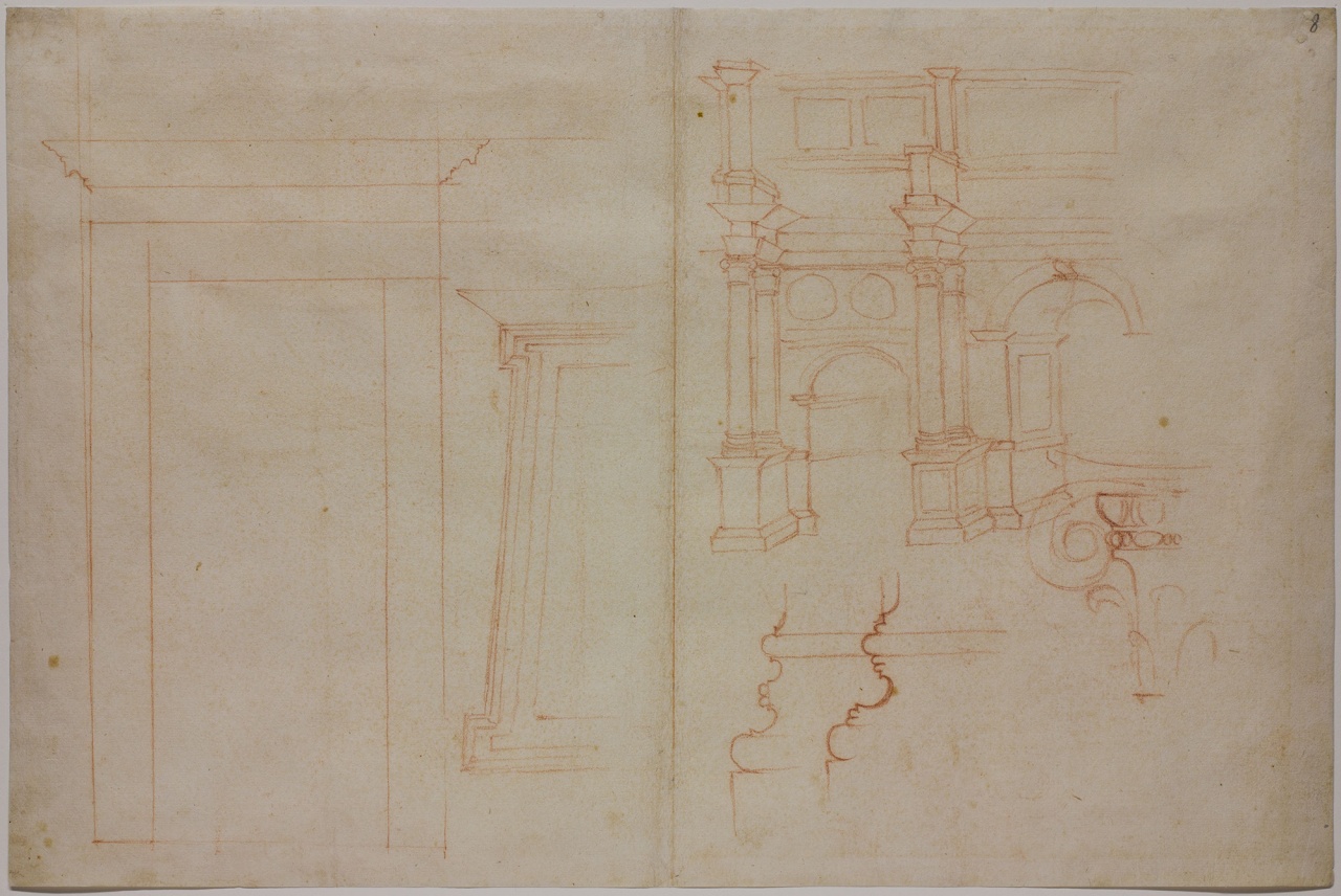 studio di monumenti romani (disegno) di Buonarroti Michelangelo (sec. XVI)