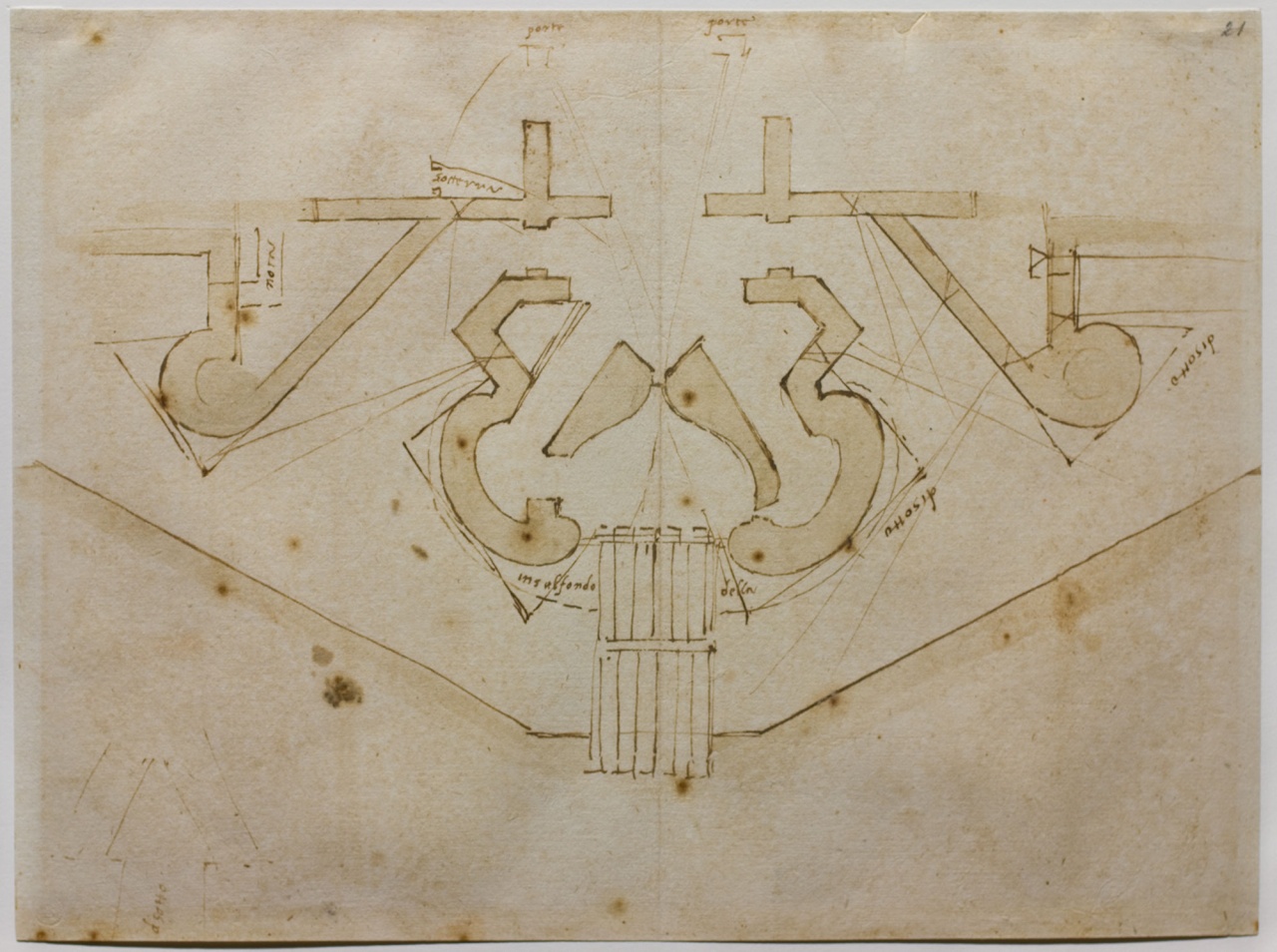 progetto di fortificazione per una porta (disegno) di Buonarroti Michelangelo (sec. XVI)
